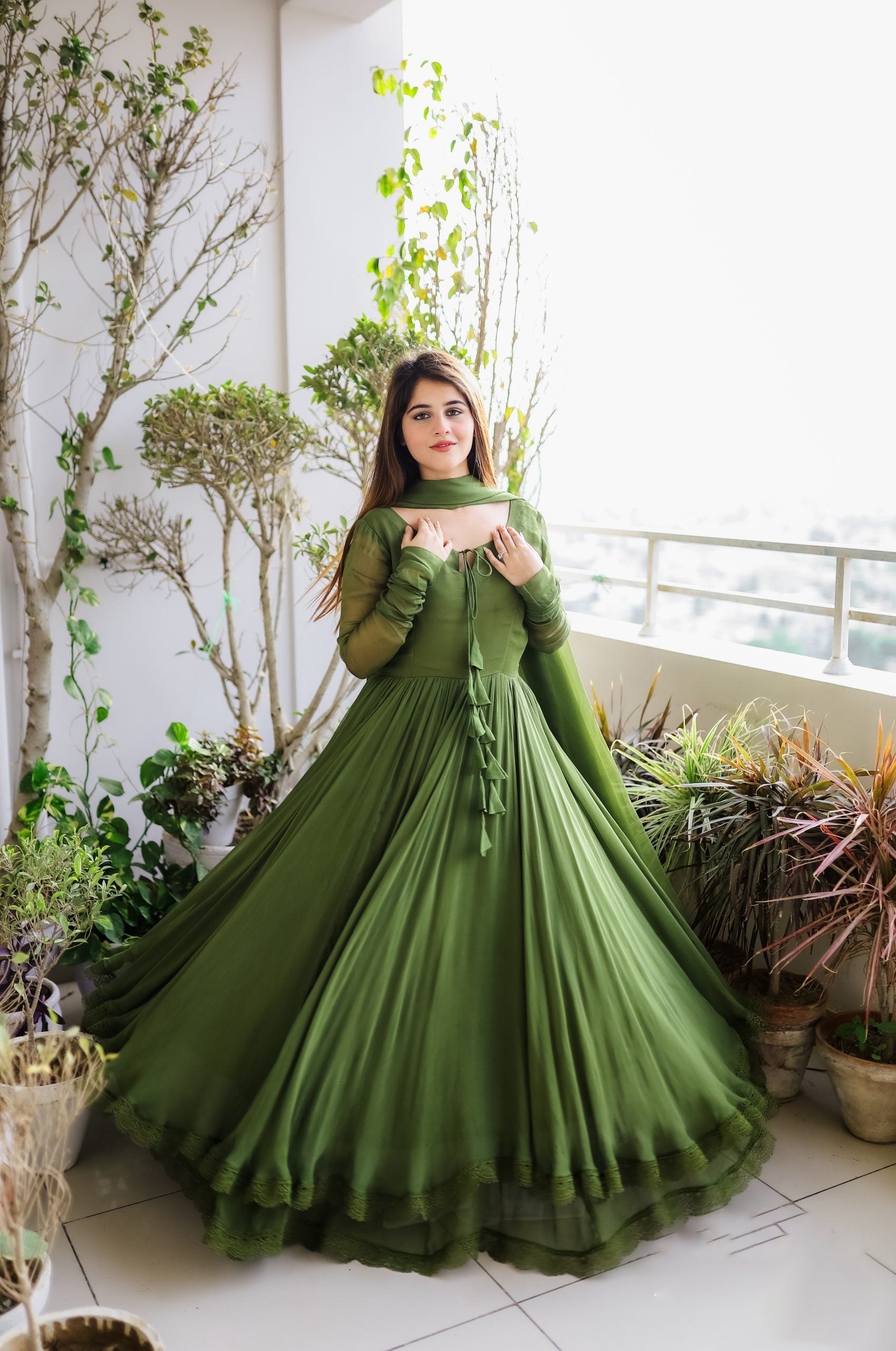 Green Color Pure Designer Attractive Gown 2025