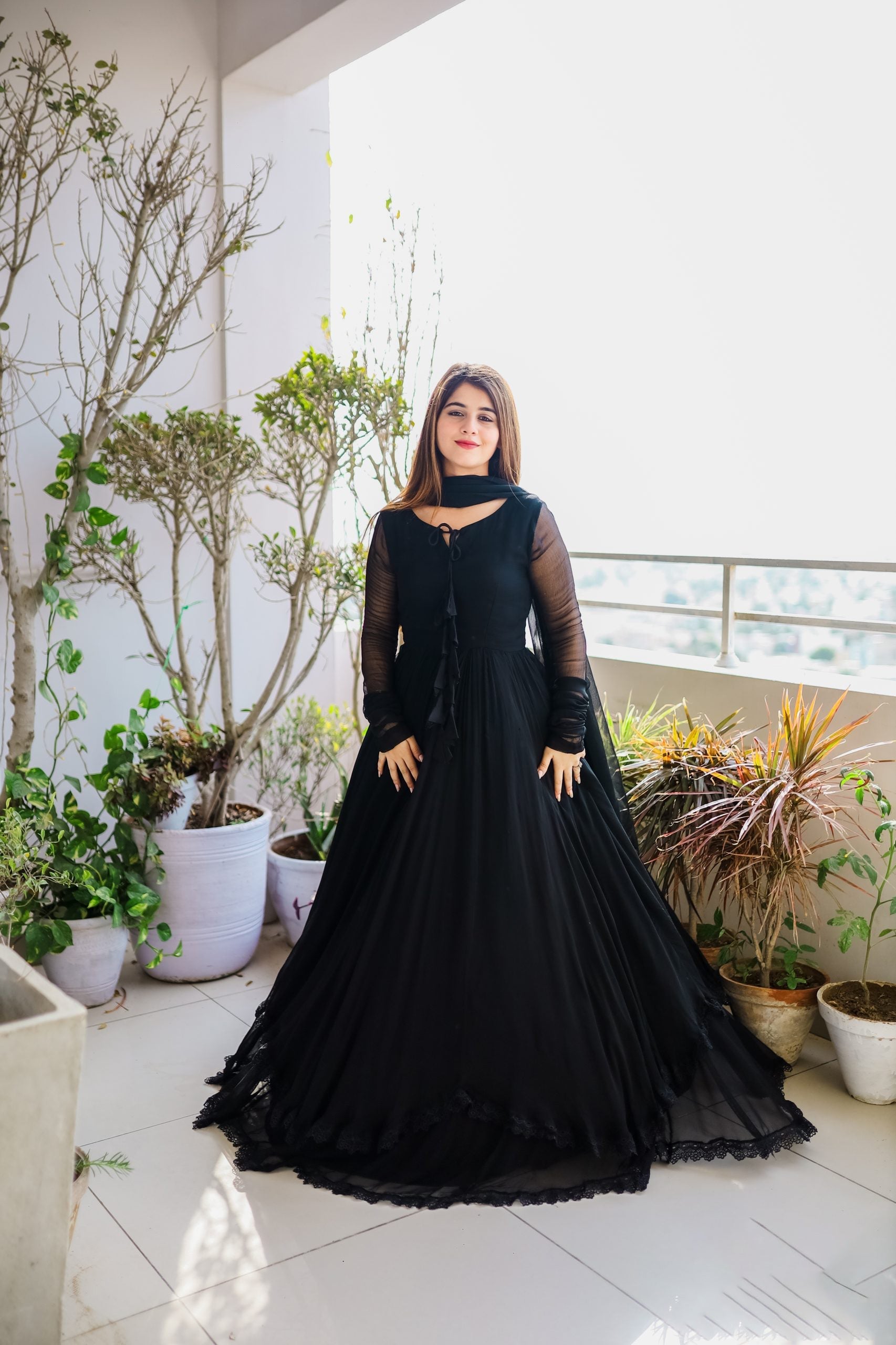 Admiring Dark Black Color Anarkali Gown Collection