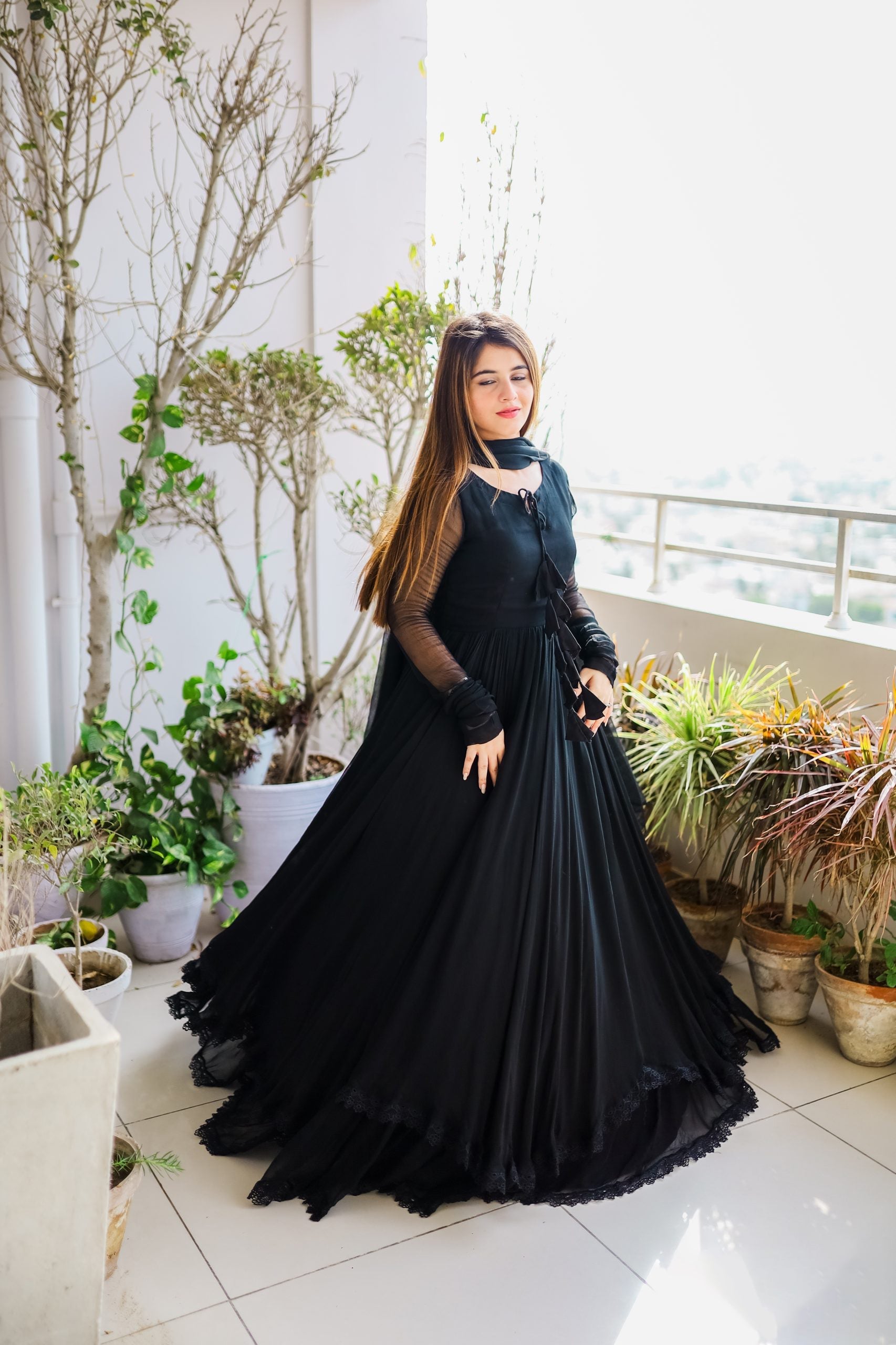 Admiring Dark Black Color Anarkali Gown Collection