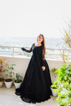 Admiring Dark Black Color Anarkali Gown Collection