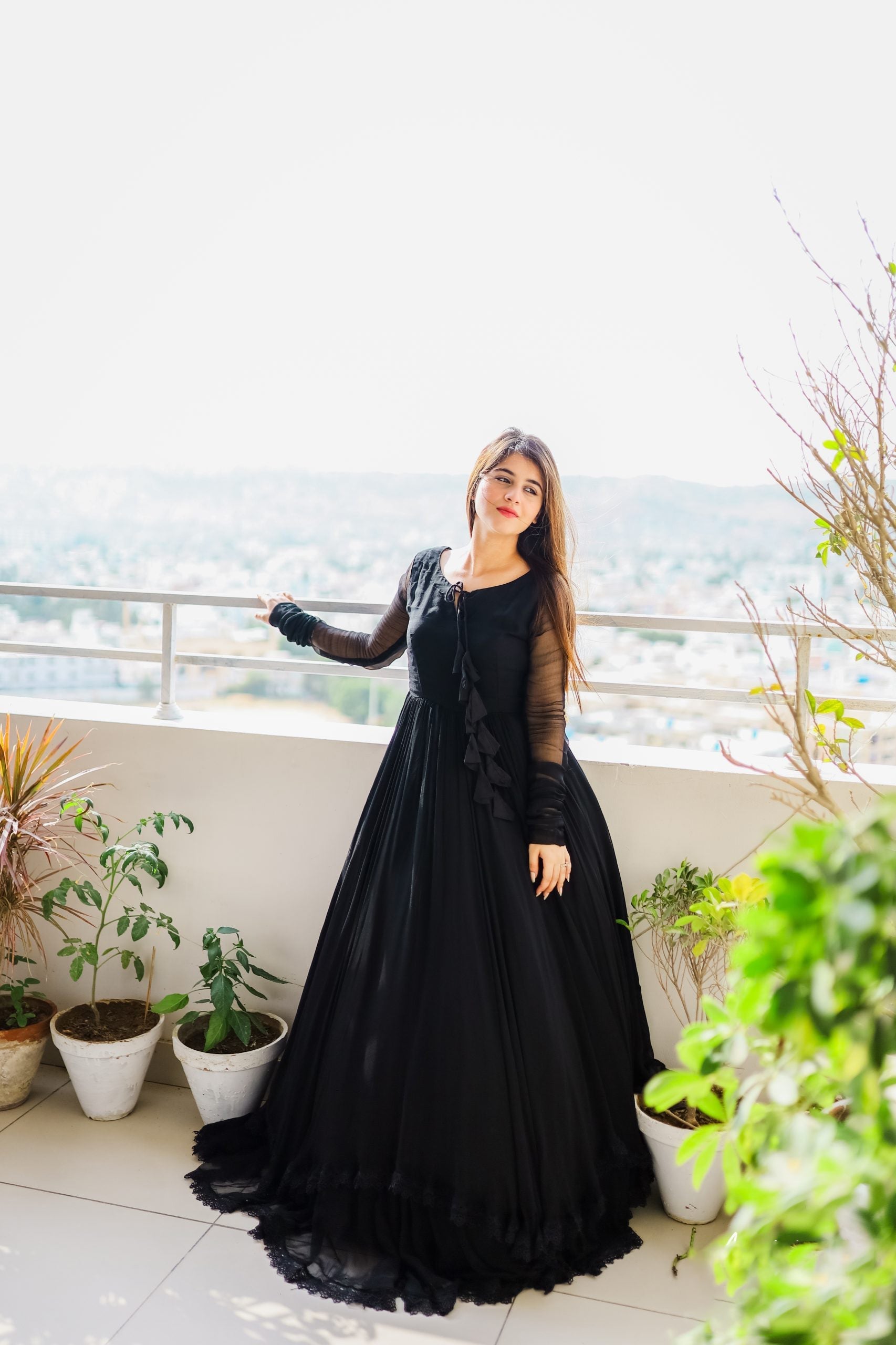 Admiring Dark Black Color Anarkali Gown Collection