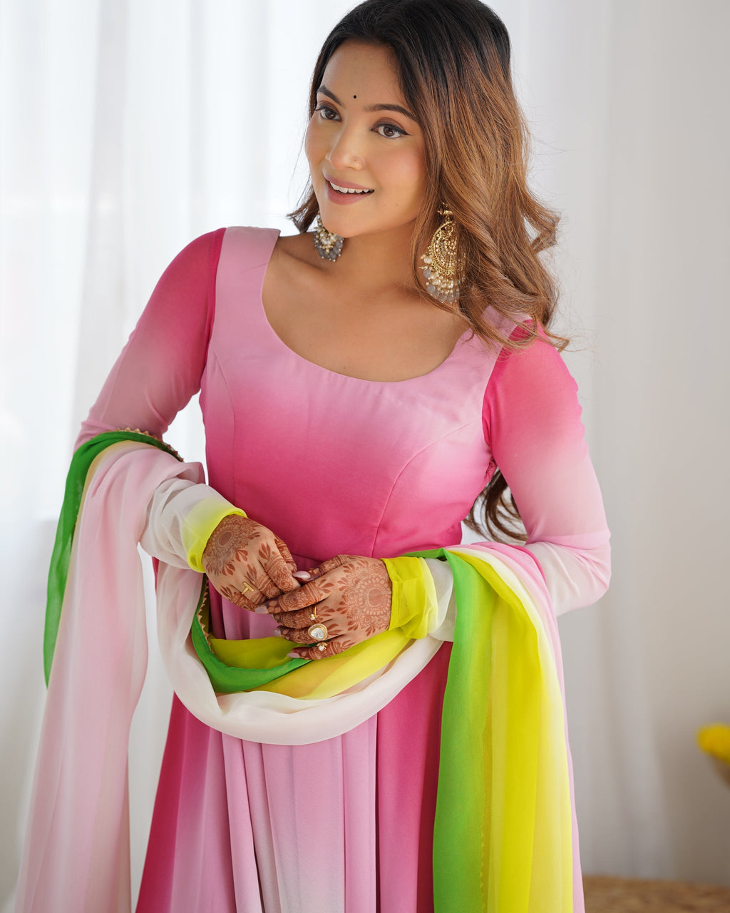 Designer Multi Printed Color Gown For Women