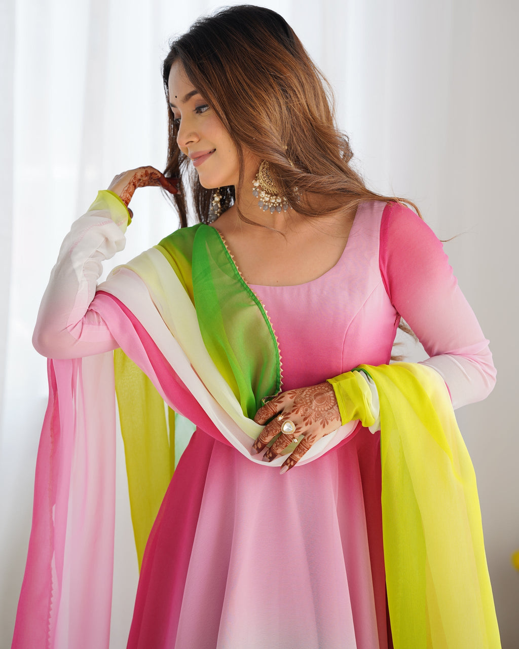 Designer Multi Printed Color Gown For Women