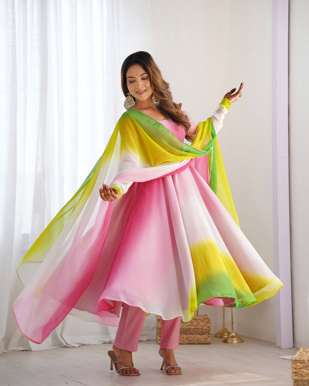 Designer Multi Printed Color Gown For Women