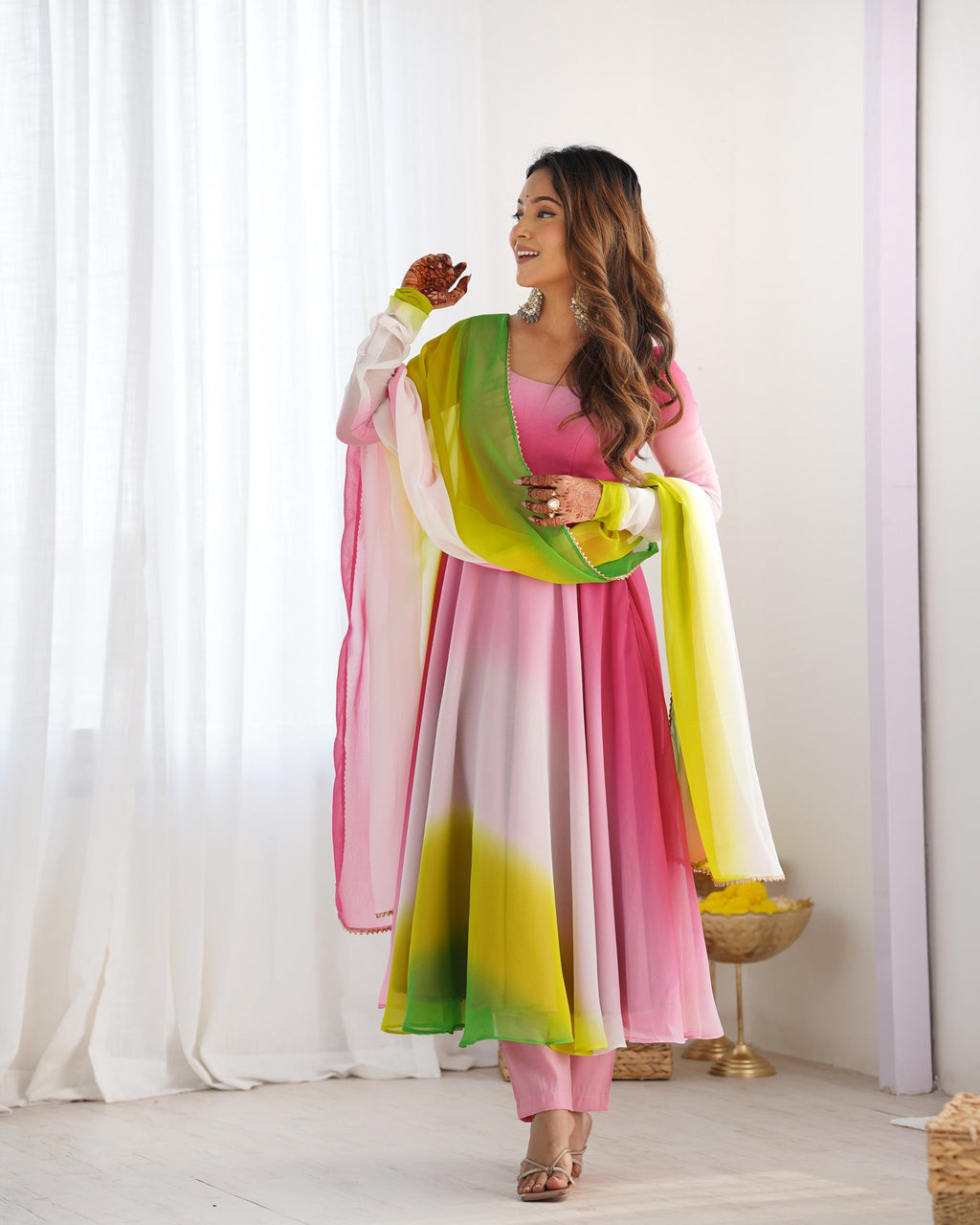 Designer Multi Printed Color Gown For Women