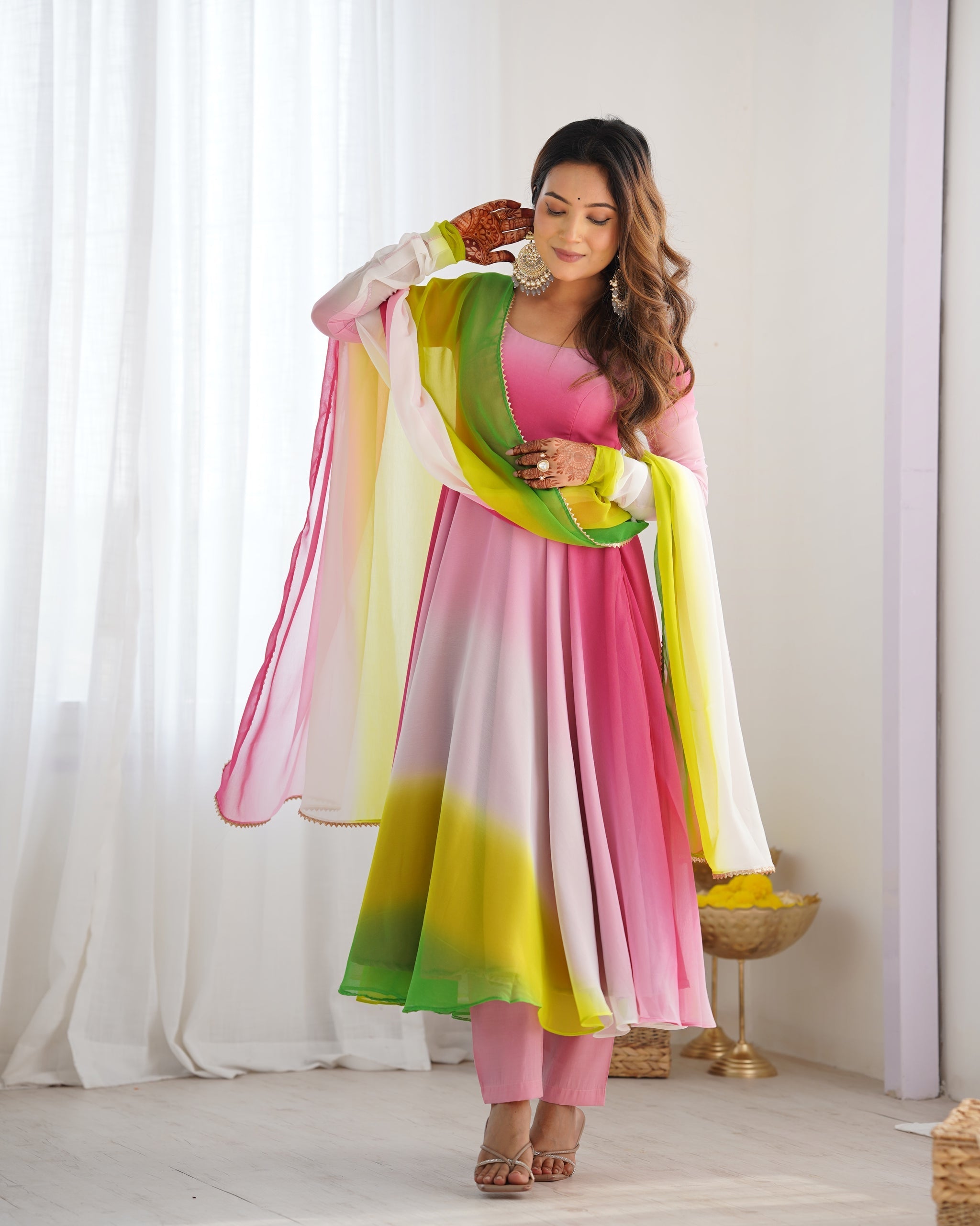 Designer Multi Printed Color Gown For Women