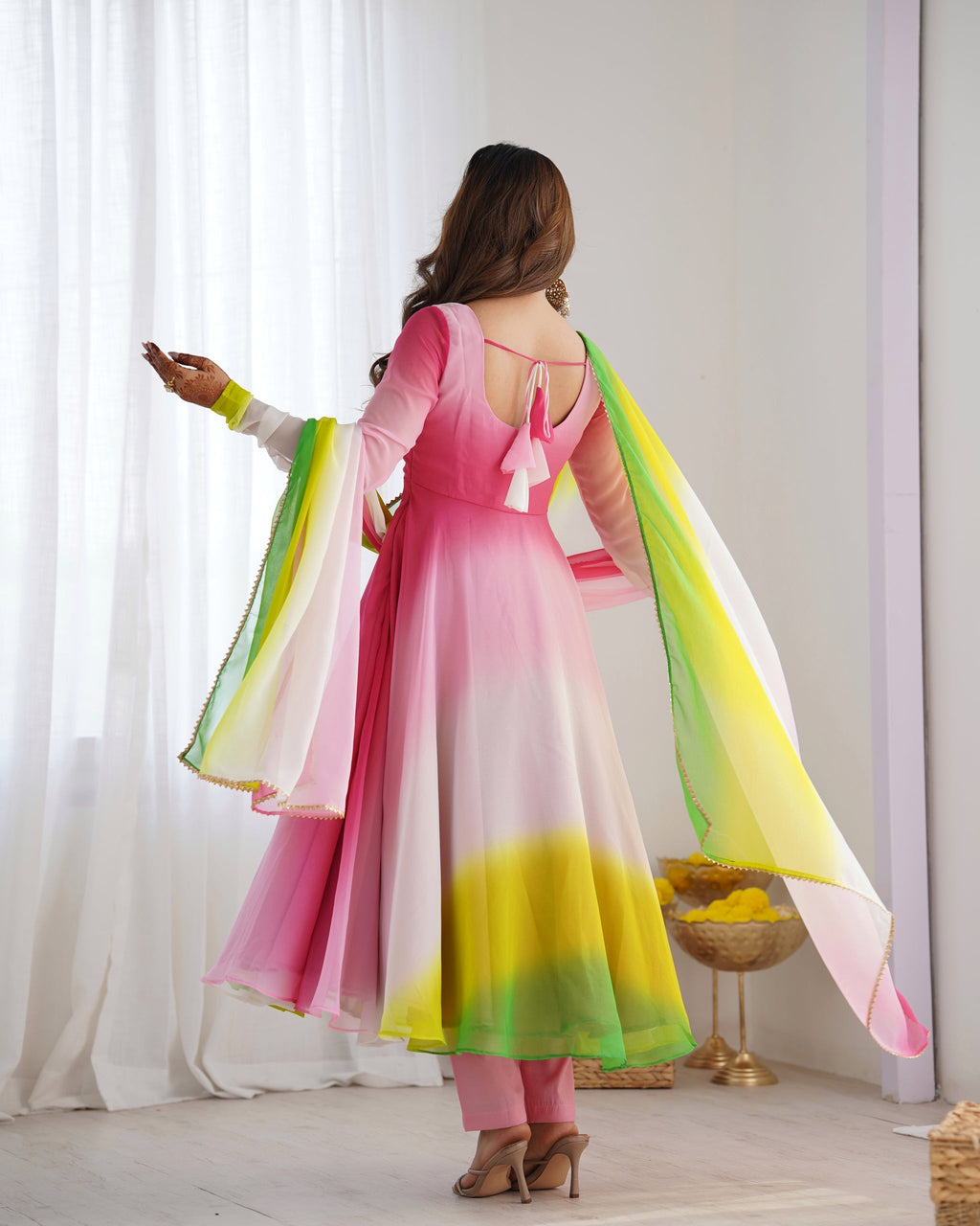 Designer Multi Printed Color Gown For Women