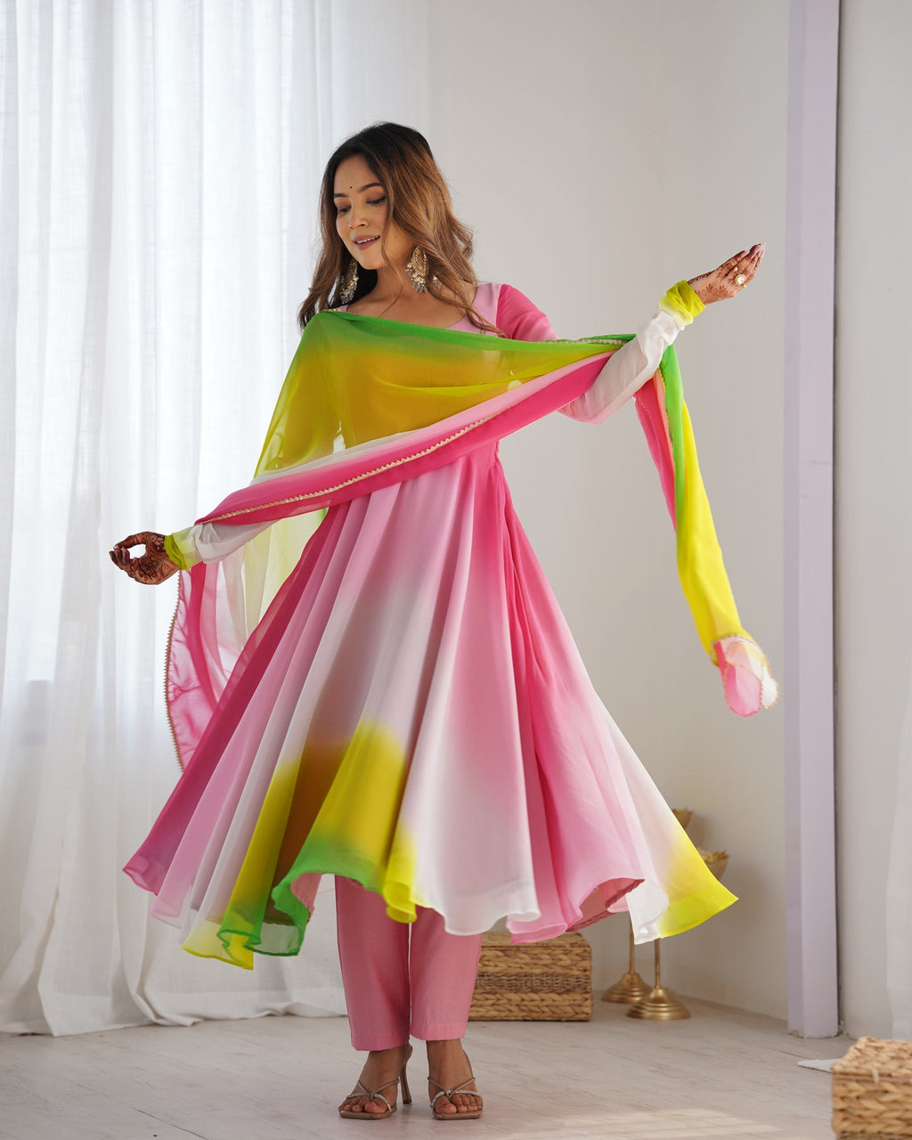Designer Multi Printed Color Gown For Women