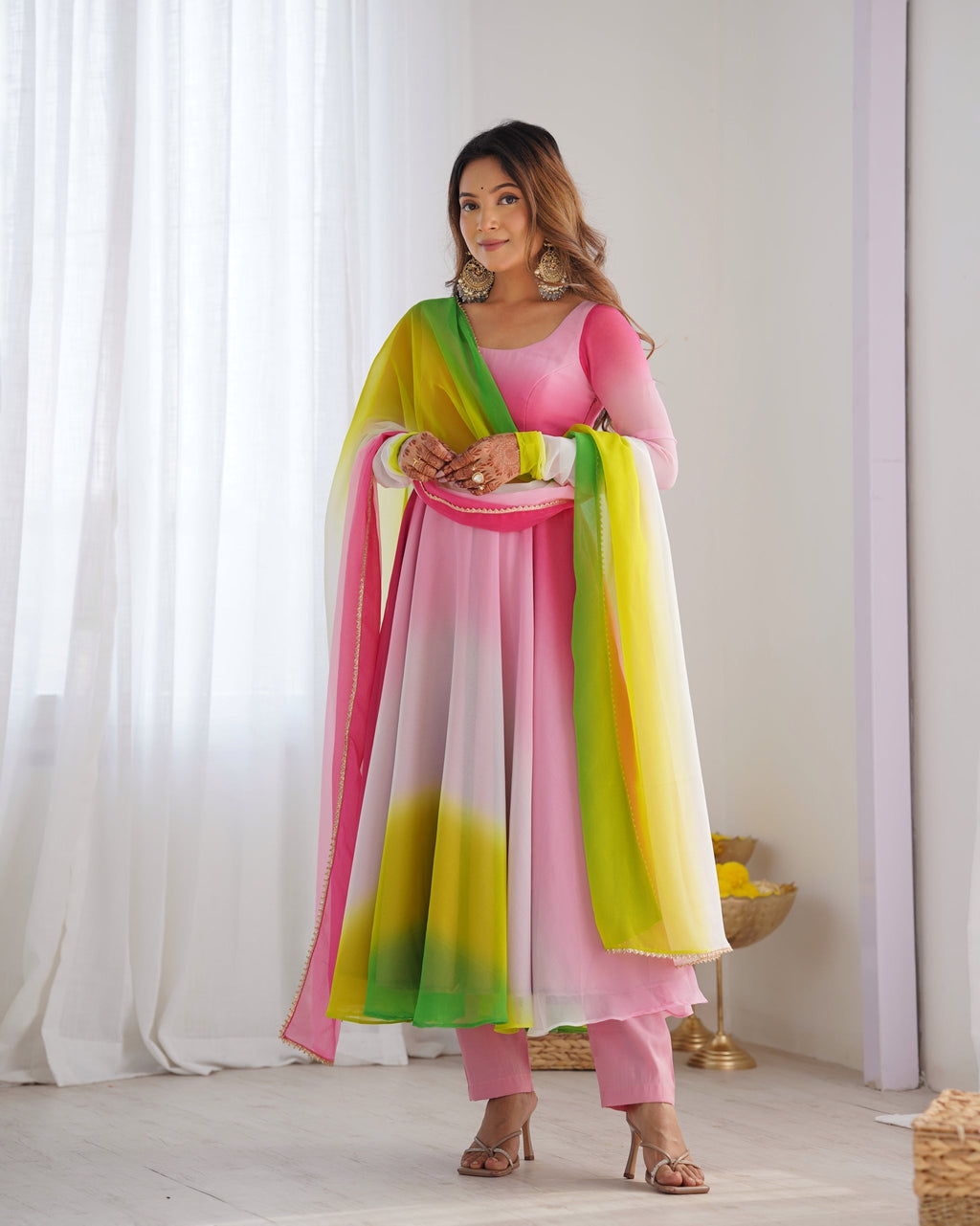 Designer Multi Printed Color Gown For Women