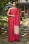 Pure Linen Silk Red Colour Party Wear Jacquard DORA VASTRA SY 208