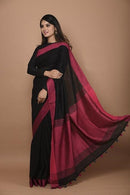 Pure Linen Silk Black Colour Party Wear Jacquard Saree SY 187