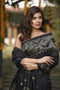 Brilliant Black Color Linen Designer Heavy Hand Weaving Saree with border zari work