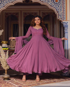 peach color Mirror Work Designer Online Low Rate Gown