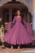 peach color Mirror Work Designer Online Low Rate Gown