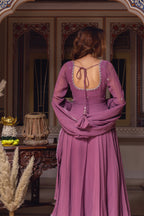 peach color Mirror Work Designer Online Low Rate Gown