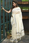 White Color Hand Loom Linen Digital Print Saree SY 77