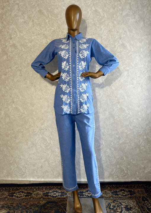 Blue Color Pure Silk Lowest Price Chikankari Work Kurta