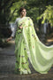 Desiring Light Green Color Cotton Linen printed Designer Saree for woven