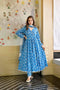 Sky Blue Satin Silk Anarkali Gown With Tam Tam Work Border