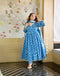 Sky Blue Satin Silk Anarkali Gown With Tam Tam Work Border