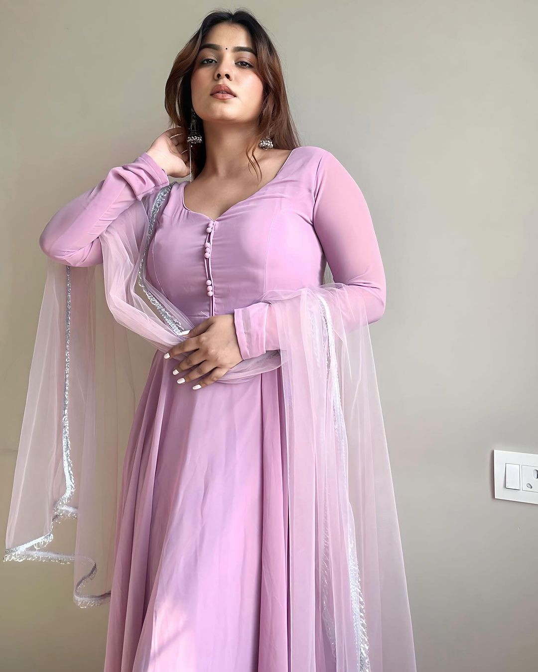 Stylish Soft Light Purple Color Anarkali Flared Gown