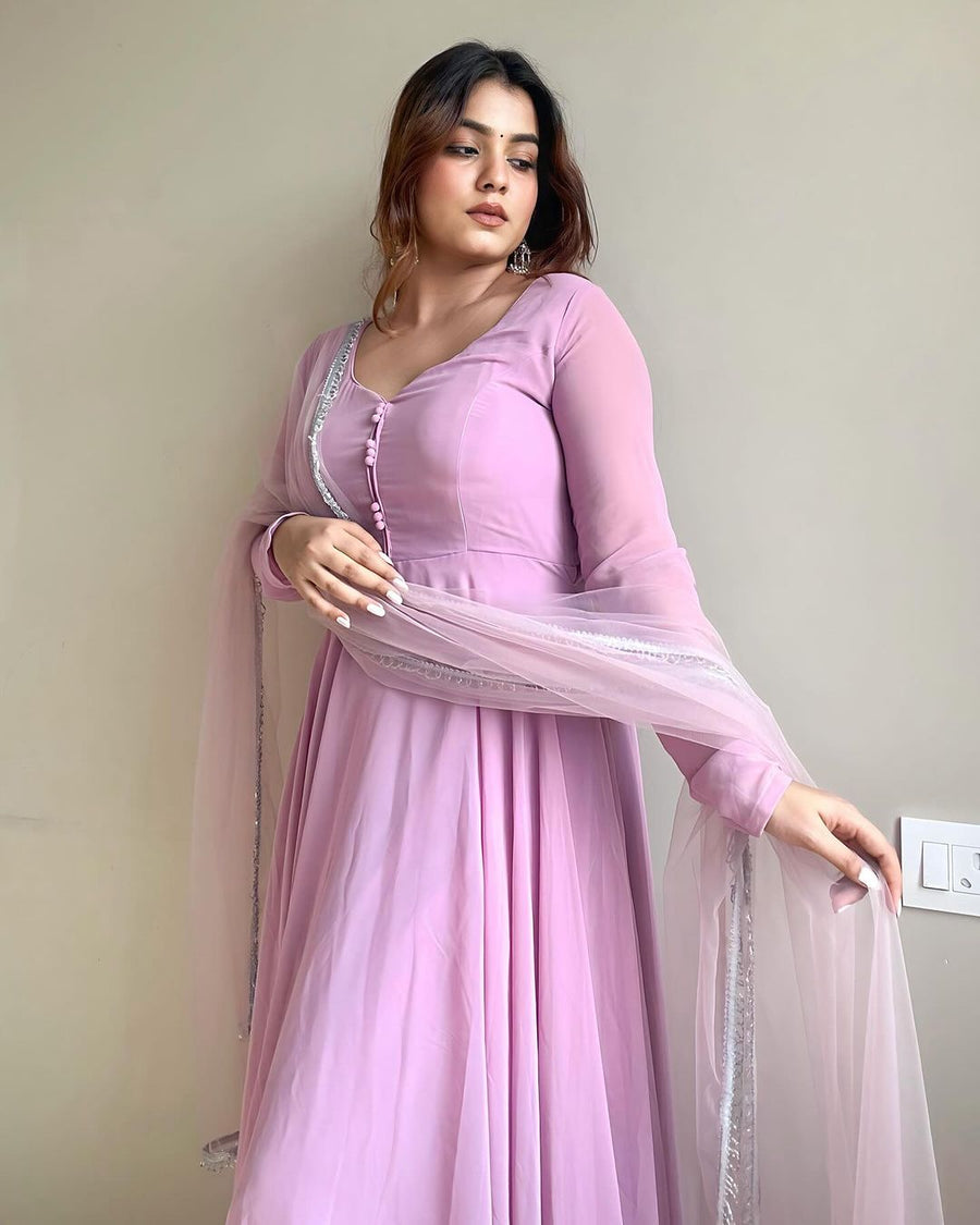 Stylish Soft Light Purple Color Anarkali Flared Gown