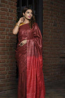 Desiring Maroon Color Pure Linen  Digital Print Saree