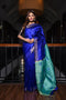 Pure Linen Cotton Royal Blue Colour Party Wear Saree SY 137