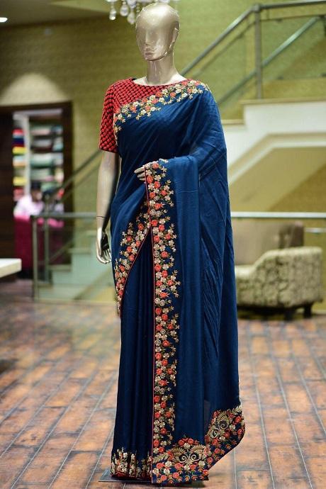 Charismatic Blue Color Soft Silk Designer Party wear Sarees