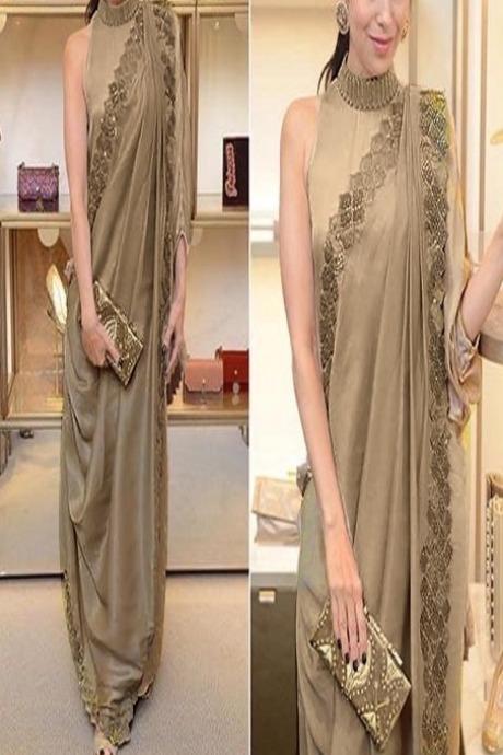 High-Style Beige Colored Soft Satin DORA VASTRA SY 5507