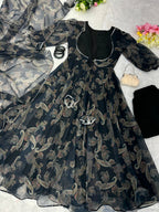 Stylish Soft Heavy Silk Anarkali Flared Black Gown