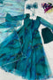 Attractive sky blue Color Anarkali Flared Gown For Women