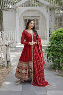 Alluring Red Color Party Wear Gown In Lower Rate