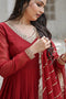 Alluring Red Color Party Wear Gown In Lower Rate