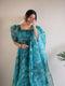 sky blue color Printed Designs Gown Dress For Party