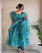 sky blue color Printed Designs Gown Dress For Party