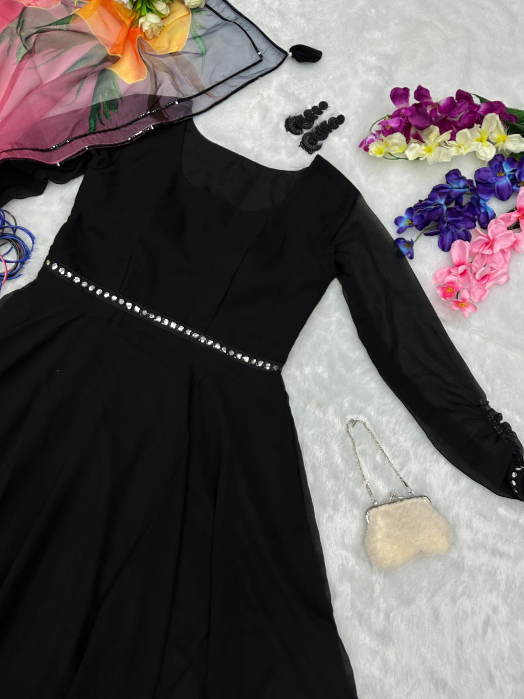 Admirable Dark Black Color Designer Gown For Girls
