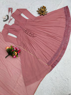Blazing Pech Color Attractive Heavy Chikankari Gown