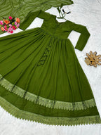 Green Color Pure Designer Attractive Gown 2025