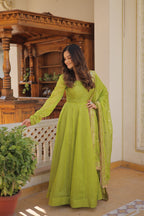 Green Color Beautiful Designer Party Wear Gown