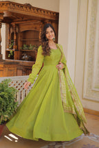 Green Color Beautiful Designer Party Wear Gown