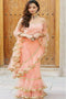 Light Orange Color Party Wear Heavy Work Ruffle Saree SY 5337