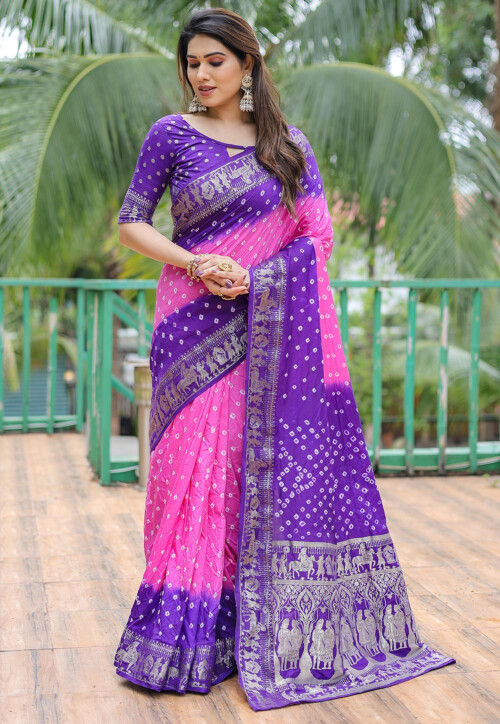 Printed Art Silk Saree for bride