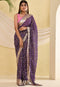 Bandhani Printed Georgette Saree with golden lace border for women