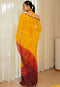 Bandhej Printed Georgette Saree with red embroidery work  in zari