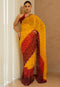 Bandhej Printed Georgette Saree with red embroidery work  in zari