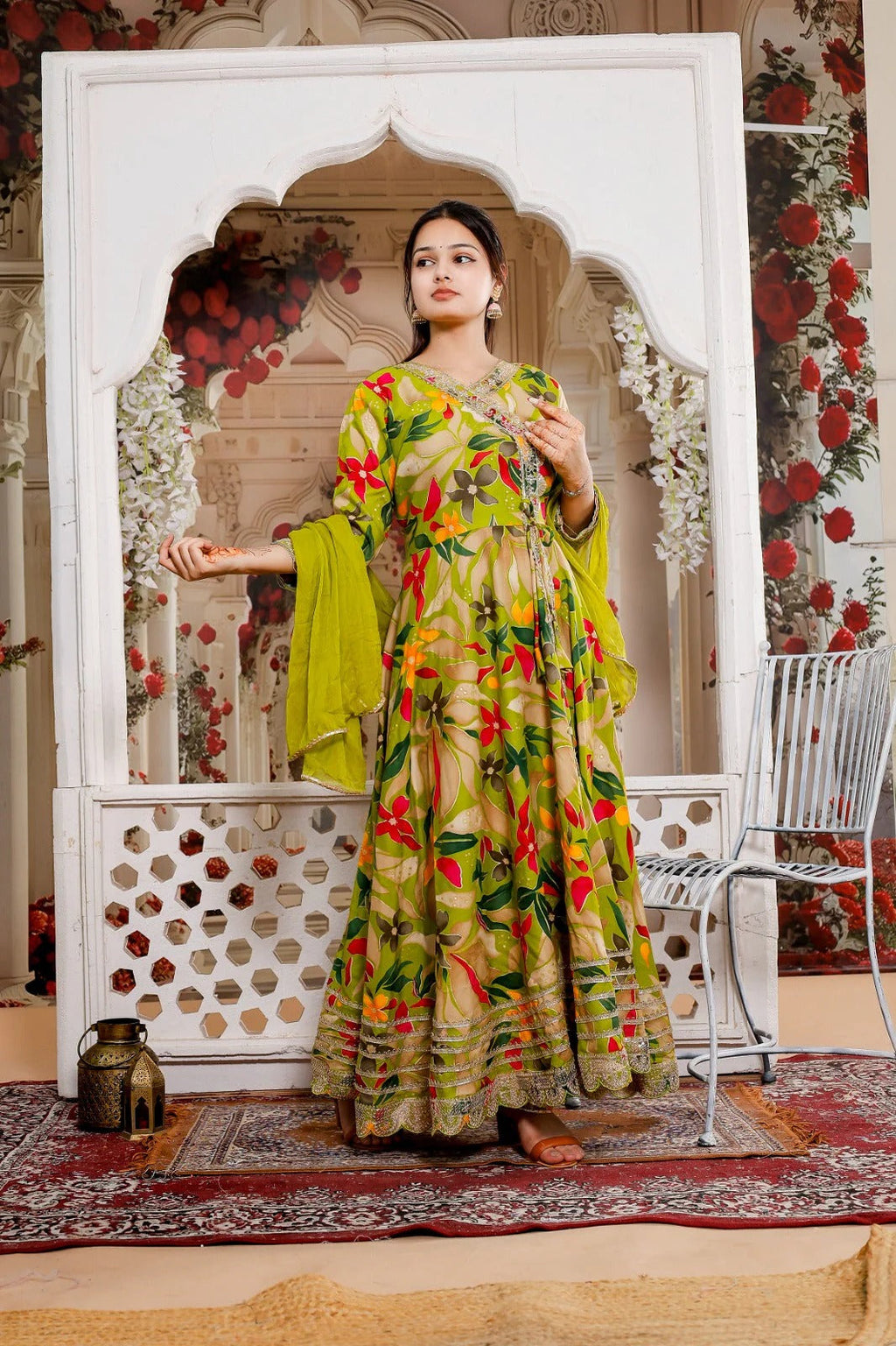 Aurora Spring Green Reverie Rayon Anarkali Suit