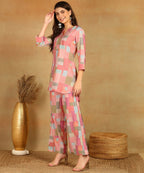 Pure Muslin Foil Print Co-ord Set Fabric-Muslin
