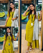 Yellow Pure Cotton Suit Set