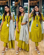 Yellow Pure Cotton Suit Set